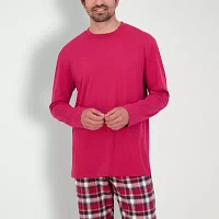 Hanes Mens Crew Neck Long Sleeve 2-pc. Pant Pajama Set
