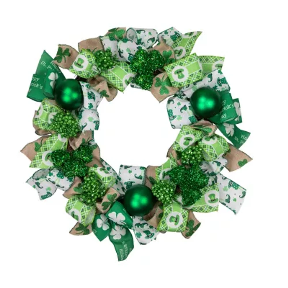 Northlight 24in Ribbons And Shamrocks Indoor St. Patricks Day Garland & Wreath Set