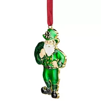 Northlight 3.5in Green Brass-Plated Irish With European Crystals Santa Ornament