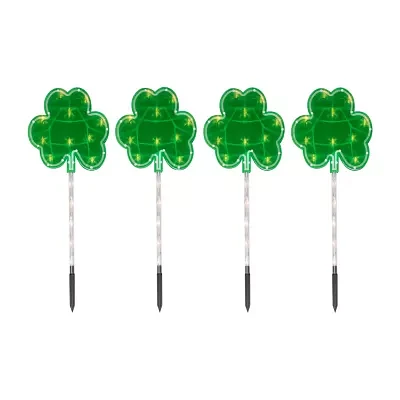 Northlight 4ct Green St Patrick'S Day Shamrock Marker Lawn Clear 4-pc. Pathway Light