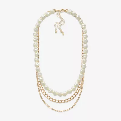 Bijoux Bar Gold Tone Simulated Pearl 18 Inch Fashion Strand Necklace