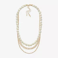 Bijoux Bar Gold Tone Simulated Pearl 18 Inch Fashion Strand Necklace