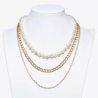 Bijoux Bar Gold Tone Simulated Pearl 18 Inch Fashion Strand Necklace