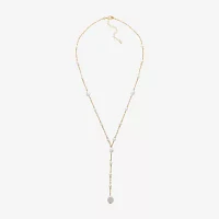 Bijoux Bar Gold Tone Simulated Pearl 20 Inch Fashion Y Necklace