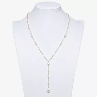 Bijoux Bar Gold Tone Simulated Pearl 20 Inch Fashion Y Necklace