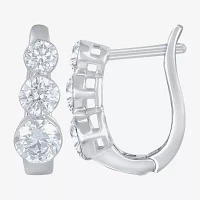 Floating Diamonds (F / Vs2) 2 CT. T.W. Lab Grown White Diamond 14K White Gold 16.1mm Hoop Earrings