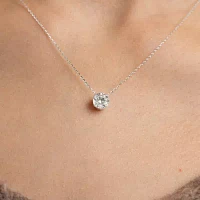 Floating Diamonds (F / Vs2) Womens 1 1/2 CT. T.W. Lab Grown White Diamond 14K White Gold Round Pendant Necklace