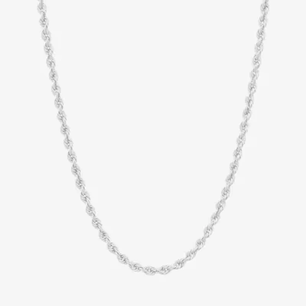 14K White Gold 18 - 30 Inch Semisolid Rope Chain Necklace