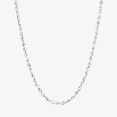 14K White Gold 18 - 30 Inch Semisolid Rope Chain Necklace