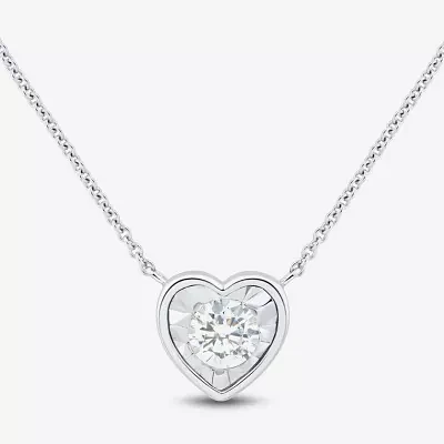 G-H / Si1-Si2) Womens 1/4 CT. T.W. Lab Grown White Diamond Sterling Silver Heart Pendant Necklace