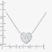 (G-H / Si1-Si2) Womens 1/4 CT. T.W. Lab Grown White Diamond Sterling Silver Heart Pendant Necklace