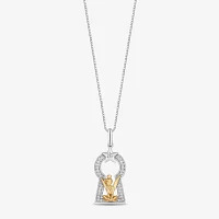 Enchanted Disney Fine Jewelry Womens 1/10 CT. T.W. Natural White Diamond 14K Gold Over Silver Sterling Silver Star Tinker Bell Pendant Necklace