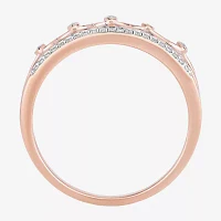 Enchanted Disney Fine Jewelry Womens 1/10 CT. T.W. Natural White Diamond 14K Rose Gold Over Silver Sterling Crown Princess Cocktail Ring