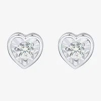 (G-H / Si1-I1) 1/4 CT. T.W. Lab Grown White Diamond Sterling Silver 6.8mm Heart Stud Earrings