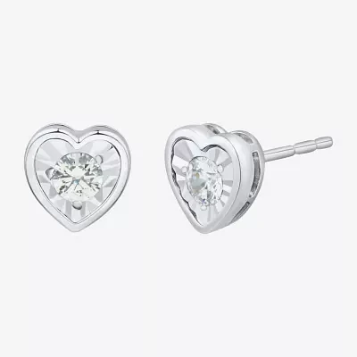 (G-H / Si1-I1) 1/4 CT. T.W. Lab Grown White Diamond Sterling Silver 6.8mm Heart Stud Earrings