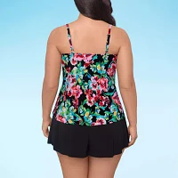 Trimshaper Floral Tankini Swimsuit Top Plus