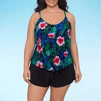 Trimshaper Floral Tankini Swimsuit Top Plus