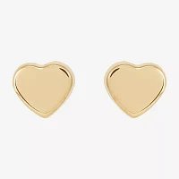 10K Gold 6.2mm Heart Stud Earrings