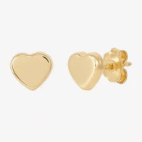 10K Gold 6.2mm Heart Stud Earrings