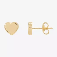 10K Gold 6.2mm Heart Stud Earrings