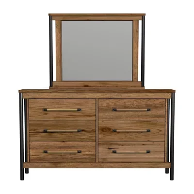 Norcross 6 Drawer Dresser+Mirror in Hickory