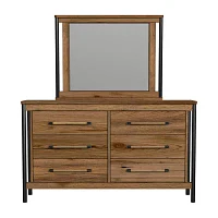 Norcross 6 Drawer Dresser+Mirror in Hickory