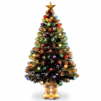 National Tree Co. Fireworks Ornament & Top Star 4 Foot Pre-Lit Christmas Tree