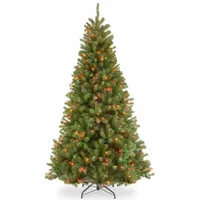 National Tree Co. North Valley Spruce Hinged 7 1/2 Foot Pre-Lit Spruce Christmas Tree