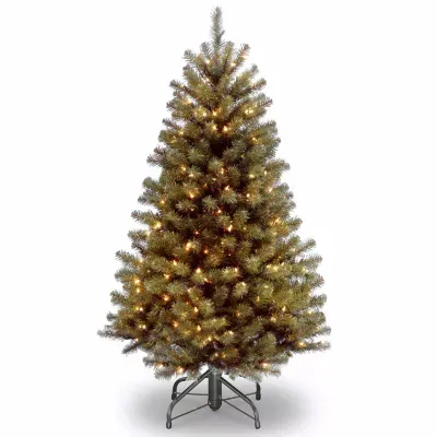 National Tree Co. North Valley Spruce Hinged 4 1/2 Foot Pre-Lit Spruce Christmas Tree