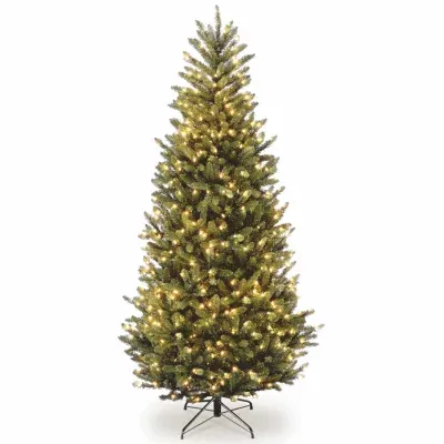 National Tree Co. Natural Fraser Slim Fir Hinged 7 1/2 Foot Pre-Lit Fir Christmas Tree