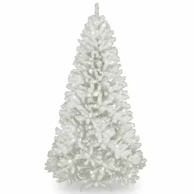 National Tree Co. North Valey White Spruce Hined 7 Foot Pre-Lit Spruce Christmas Tree