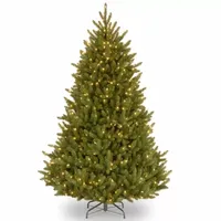 National Tree Co. Natural Fraser Fir Hinged 7 1/2 Foot Pre-Lit Fir Christmas Tree