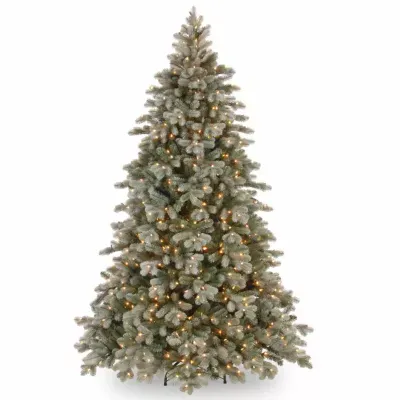 National Tree Co. Poly Frosted Colorado Spruce Hinged 7 1/2 Foot Pre-Lit Flocked Spruce Christmas Tree