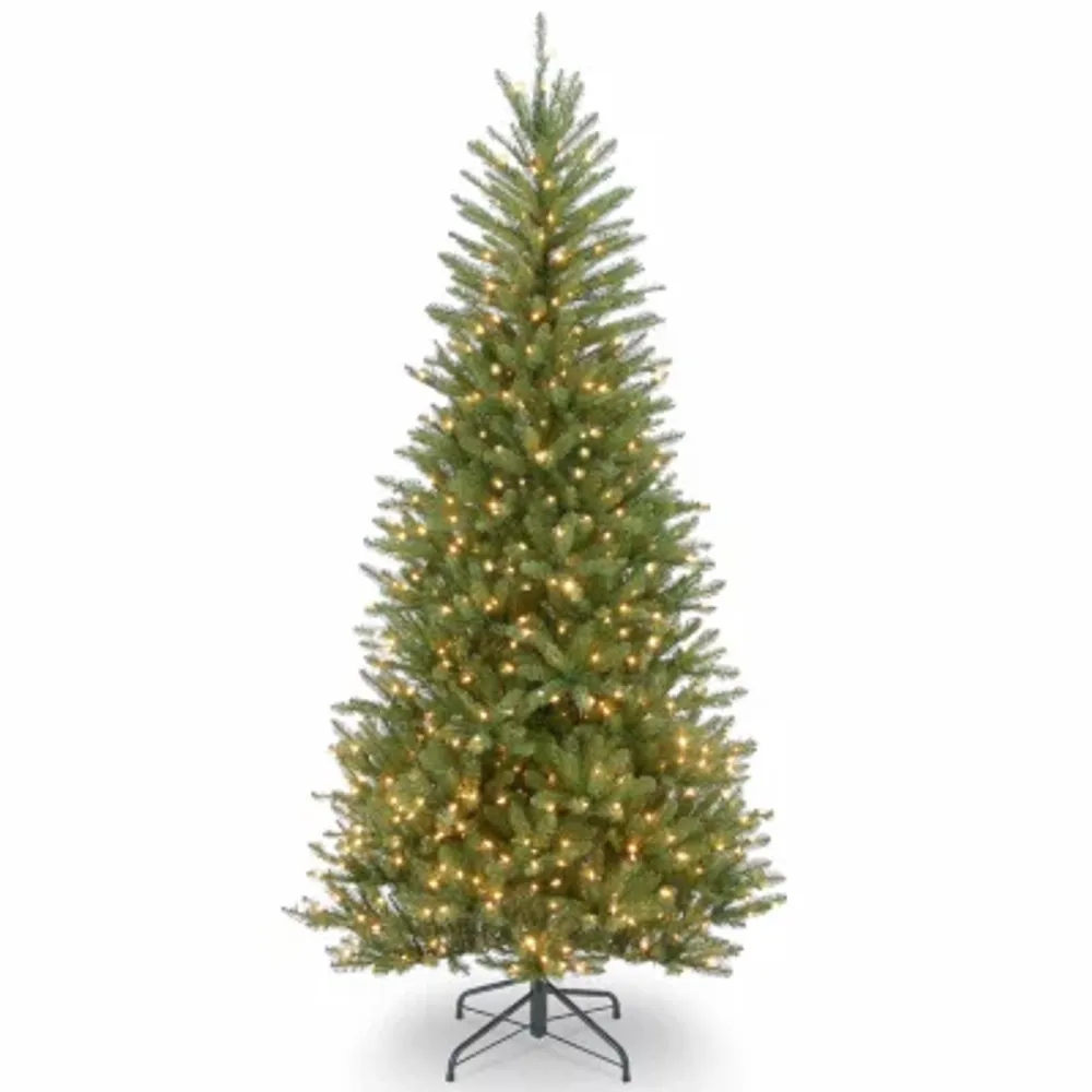 National Tree Co. Dunhill Slim Fir Hinged 7 1/2 Foot Pre-Lit Fir Christmas Tree