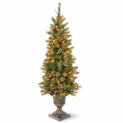 National Tree Co. Glistening Pine Entrance 4 Foot Pre-Lit Pine Christmas Tree