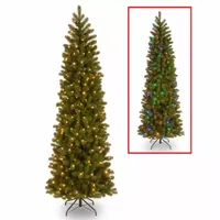 National Tree Co. Downswept Douglas Fir Pencil Hinged 7 1/2 Foot Pre-Lit Fir Christmas Tree