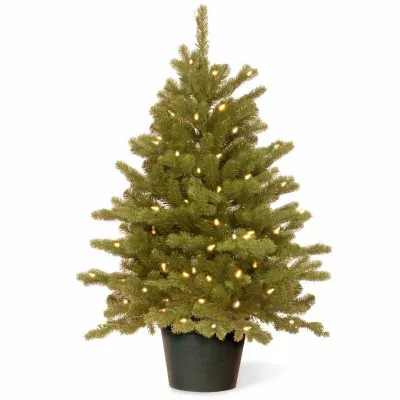 National Tree Co. Hampton Spruce Small Wrapped 3 Foot Pre-Lit Spruce Christmas Tree