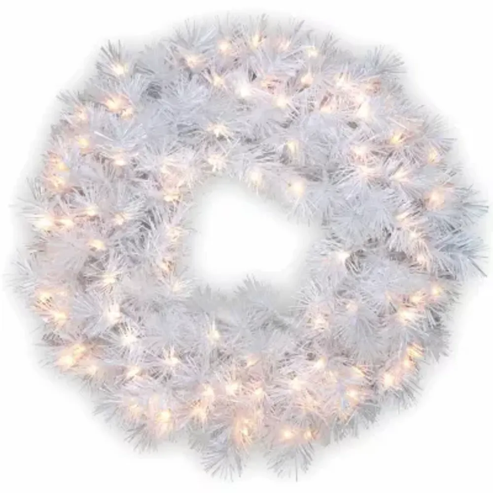 National Tree Co. Wispy Willow Grande White Indoor Outdoor Christmas Wreath