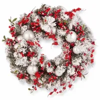 National Tree Co. Ornaments And Flocked Evergreen Indoor Outdoor Christmas Wreath