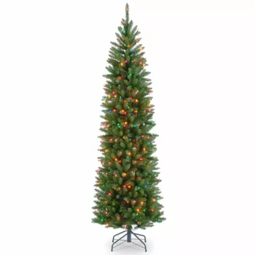 National Tree Co. Kingswood Fir Hinged Pencil 6 1/2 Foot Pre-Lit Fir Christmas Tree