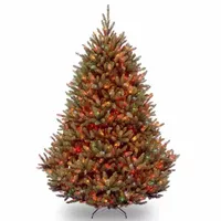 National Tree Co. Natural Fraser Fir Hinged 7 1/2 Foot Pre-Lit Fir Christmas Tree