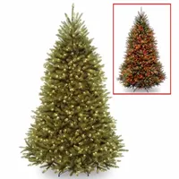 National Tree Co. Dunhill Fir Hinged 7 1/2 Foot Pre-Lit Fir Christmas Tree