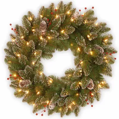 National Tree Co. Glittery Mountain Spruce Indoor Outdoor Christmas Wreath