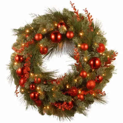 National Tree Co. Red Mixed Ornament Indoor Outdoor Christmas Wreath