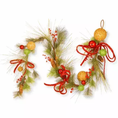 National Tree Co. Green And Gold Bristle Indoor Outdoor Christmas Garland