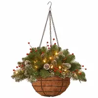 National Tree Co. Glittery Mountain Spruce Christmas Hanging Basket