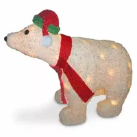 National Tree Co. White Flannel 3d Polar Bear Christmas Figurine