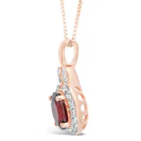 Womens Genuine Red Garnet 14K Rose Gold Over Silver Pendant Necklace