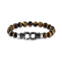 Genuine Brown Stainless Steel Beaded Bracelet