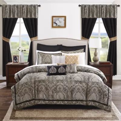 Madison Park Essentials Christine 24-Pc Complete Bedding Set with Sheets and Window Treatments